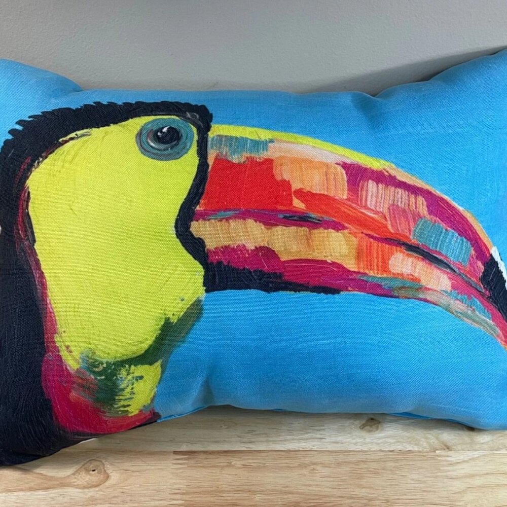 Creative Products Bright Jungle Toucan Indoor/Outdoor Pillow – 20" x 14" – Teal